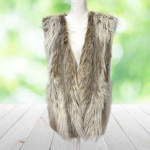 Vintage FABULOUS FURS finto argento volpe gilet donna M capelli lunghi made in USA mob moglie - Foto 1 di 11