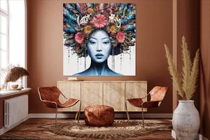 XXL Leinwandbilder Street Art Japanische Frau Urban 09  bis 120x120 cm Pop Art - Picture 1 of 7