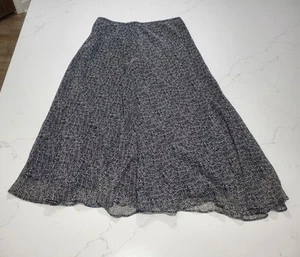 Talbots Women's Pure Silk Knee Length Skirt 4 Black And White High Waisted Lined - Picture 1 of 7