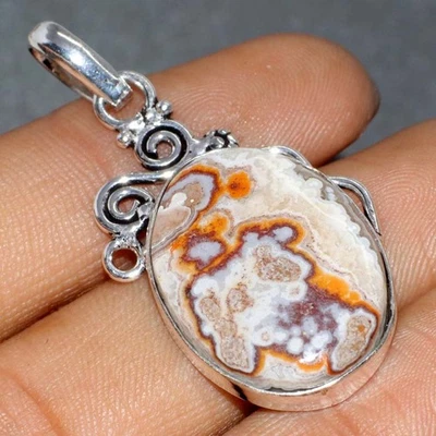 925 Серебряное покрытие мексиканская лагуна кружева этническая подвеска ювелирных изделий размер 1,7 «GW - Изображение 1 из 3