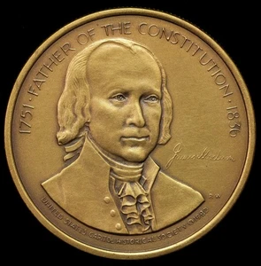 1980 James Madison Father of Constitution Capitol Historical Society Medal 38mm - Imagen 1 de 2