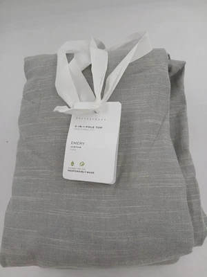 Pottery Barn Emery Curtain Panel 3-in-1 Pole Top 120in Gray Linen Cotton Lined - Image 1 of 4