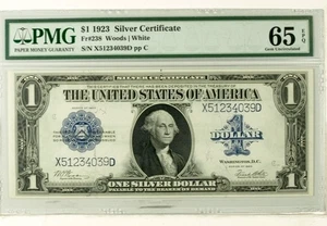 1923 $1 Silver Certificate Fr#238 Woods | White PMG 65 EPQ - Picture 1 of 2
