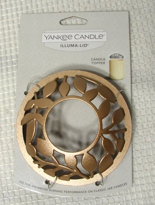 New Yankee Candle Illuma Lid Candle Jar Topper Leaf Vine Gold Tone 1552366 - Image 1 of 4