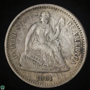 1861 Liberty Seated Half Dime - Very Fine Details: Scratches - Picture 1 of 2