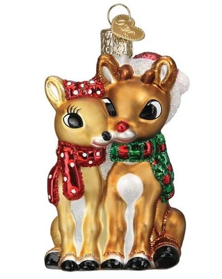 Old World Christmas Blown Glass Christmas Ornaments, Rudolph And Clarice - Image 1 of 2
