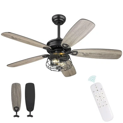 Farmhouse Ceiling Fan 52Inch Ceiling Fans with Lights and Remote Control Rust... - Image 1 of 4
