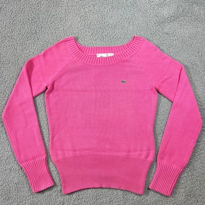 Lacoste Pink Cotton Croc Logo Long Sleeve Sweater Women Size M(US) / 8(EU) NWT - Image 1 of 4