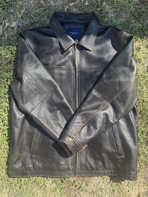 Sonoma Мужская размер XL 100% кожи Bomber куртка гранж конный мотоциклиста мотоцикла - Изображение 1 из 4