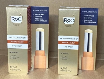 RoC Multi Correxion Revive + Glow Eye Balm- 0.14 oz (4g)  2 Pack! NIB - Image 1 of 2