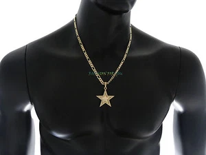Stein gefüllt Stern Anhänger mit 5mm 24" Figarokette Hip Hop Halskette. MSP332 - Bild 1 von 7