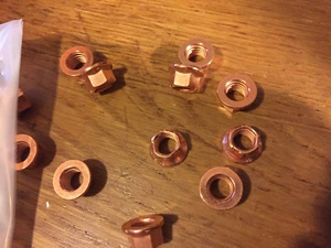 Porsche M8-1.25 Copper Exhaust Nuts 10mm wrench size - - Bild 1 von 4