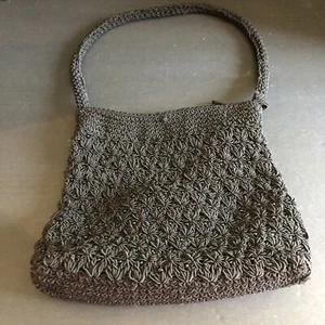 Bolso de mano pequeño negro con cuentas de ganchillo - Imagen 1 de 6