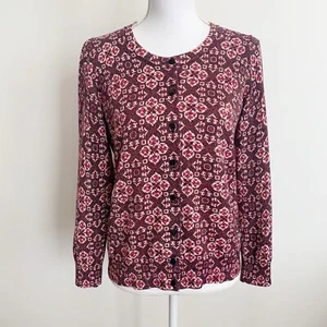 Talbots Burgunderrot Schwarz Metallic Schimmer Knopf Cardigan Größe L EUC - Bild 1 von 12