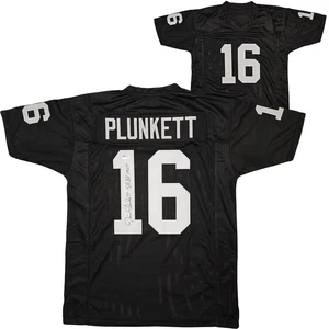 RAIDERS JIM PLUNKETT AUTOGRAPHED BLACK JERSEY "SB XV MVP" BECKETT QR 212607 - Picture 1 of 7