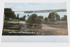 Postal de colección de 1910 Long Point Lake Chautauqua Nueva York mensaje escrito a mano enviado por correo - Imagen 1 de 2