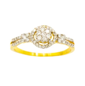 Anillo de racimo de oro 9k 1,5 gramos de diamante natural 0,28 quilates... - Imagen 1 de 7