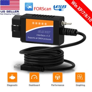 for Ford Diagnostic Programming OBD Scanner USB Scan Cable ELM327 Modified HS MS - Picture 1 of 9