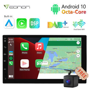 CAM+7" Android 8-Core Double 2DIN Car Stereo Radio GPS Navi FM Bluetooth CarPlay