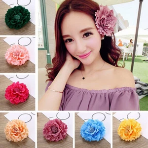 Women Big Peony Flower Hair Clips Bridal Bridesmaid Party Hair Accessory Brooc ∆ - Picture 1 of 23