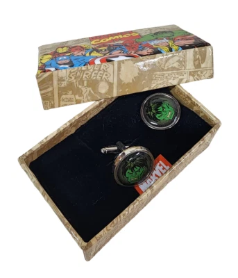 Abotoaduras faciais do Incrível Hulk oficialmente licenciadas pela MARVEL Comics NOVO NA CAIXA - Imagem 1 de 2