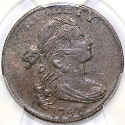 1798 1c 2nd Hairstyle Draped Bust Large Cent PCGS XF Detail Cleaned - Image 1 of 4