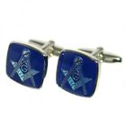 High Quality Blue Rhodium Plated Masonic With G Cufflinks   M005
