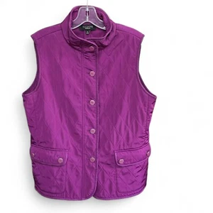 Talbots Quilted Sleeveless Vest Outerwear Purple Button Up Size Medium - Picture 1 of 5