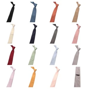 Men's Classic 7CM Solid Cotton Necktie Wedding Formal Business Tuxedo Neck Tie - Picture 1 of 18