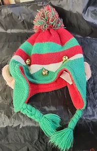 Christmas Holiday Kids Beanie Hat Elf Ears Chrismas Colors - Picture 1 of 9