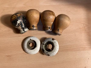 Antique Wooden Door Knob Handle Vintage x4 - Picture 1 of 1