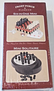 Mini Solitaire 6 in 1 Games CHESS CHECKERS DOMINOES BACKGAMMON CARDS POKER DICE - Picture 1 of 10