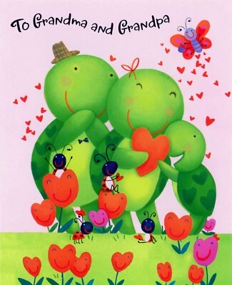 Cute VALENTINE'S DAY Card FOR GRANDMA & GRANDPA, Turtle Family  by Hallmark +✉ - Image 1 of 4