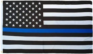 5x8 USA Police Thin Blue Line Memorial American 5ft x 8ft Flag Banner Polyester - Picture 1 of 2