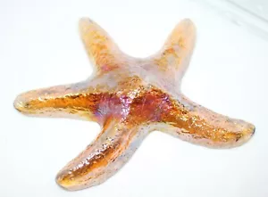 Vintage? Iridescent Glass Starfish Paperweight Orange Carnival Glass 6" - Picture 1 of 17