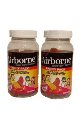 4x Airborne Immune Support Family Pack Mixed Fruit 63 Gummies Each. Ex.12/2025 - Image 1 of 4