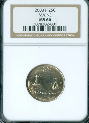 2003 P MAINE STATE QUARTER NGC MS66  . - Image 1 of 2