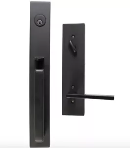 Emtek 4819GVRHUS19 Lausanne RH Single Cylinder Keyed Entry Handleset Black Genev - Picture 1 of 11