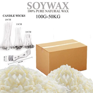 Cera di soia/soia 100% pura cera per fare candele fiocchi naturali pulita combustione BIANCO UK - Foto 1 di 41
