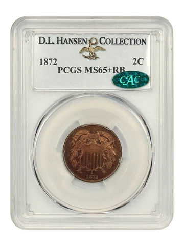 1872 2c PCGS/CAC MS65+ RB ex: D.L. Hansen Cover
