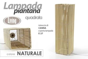 LAMPADA PIANTANA DA TERRA VIMINI LUMETTO ABAT JOUR QUADRA CLASSICO MODERNA 63*18 - Foto 1 di 2