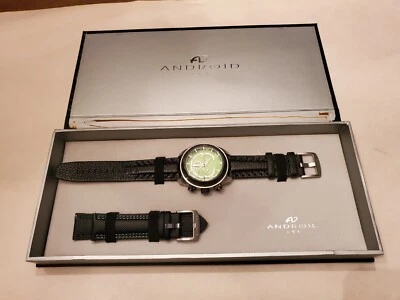 Reloj Pulsera Android Hombre AD443 Verde Lima 6 Joyas WR 100M Correa Cuero Negro Foto 1 de 4