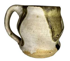 Handgefertigte Herbstkaffeetasse Teetasse mit grüner Tropfglasur klein 4 Zoll - Bild 1 von 8