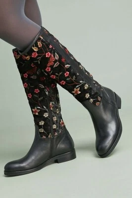 Anthropologie RARO Morena Gabrielli Bordado Terciopelo Botas de Montar 37 6.5 $278  Foto 1 de 4