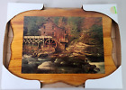 Nouvelle photo vintage laque imprimée sur bois photo 9 x 7 moulin à eau cabane de rivière