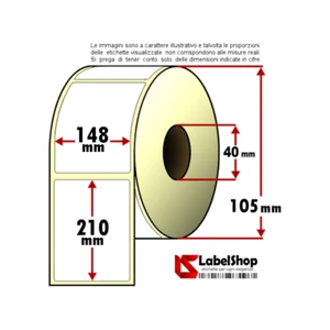 15 Rotoli da 250 etichette adesive mm 148x210 Carta Vellum 1 pista anima 40 - Foto 1 di 2