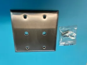 NOS Atlas Soundolier S202 Dual Gang Stainless Steel Wall Plate 2 Port 3/8" Holes - Picture 1 of 2