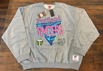 PORTLAND TIMBERS FC MEN'S 90'S REFLECTIVE CREWNECK SWEATSHIRT 3XL Grey $110 New - Image 1 of 4