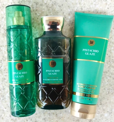 3 GLASTES PISTACHO Gel de Ducha Jabón Corporal + Crema Corporal + Fragancia Bruma CONJUNTO de 3 Foto 1 de 2