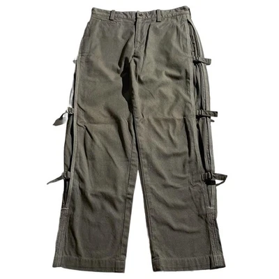 ISSEY MIYAKE HOMBRES Pantalones Bondage Algodón Puntada Lateral Caqui Talla 2 M Archivo Envío gratuito Foto 1 de 4